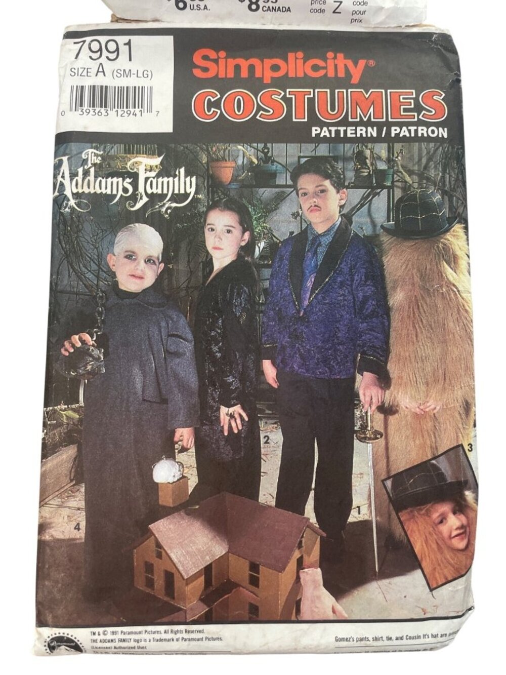 Vintage 90s Simplicity 7991 Sewing Pattern Small-Large Addams Family Costume CUT